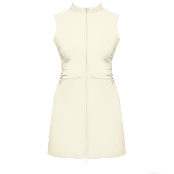 Elegant Cream Sleeveless Dress - Picture 3 of 4